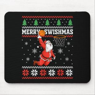 Vrolijke Swishmas Basketbal Sneeuwman Kerstmis Lel Muismat