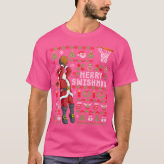 Vrolijke Swishmas Lelijke Kerst Basketbal Santa Cl T-shirt