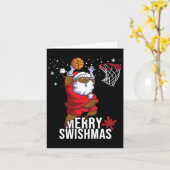 Vrolijke Swishmas Santa Bysketbyll Kerst Pyjama's Kaart (Gele Bloem)