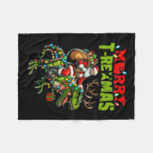 Vrolijke T-Kerstmis Kerstmis Kerstmis T Rex Dinosa Fleece Deken (Voorkant (Horizontaal))