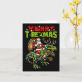 Vrolijke T-Kerstmis Kerstmis Kerstmis T Rex Dinosa Kaart (Gele Bloem)
