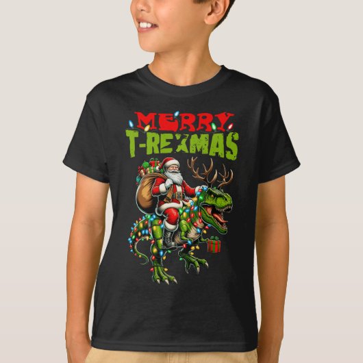 Vrolijke T-Kerstmis Kerstmis Kerstmis T Rex Dinosa T-shirt (Voorkant)