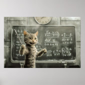 Vrolijke Tabby Cat Teaching Wiskunde in de klas Poster (Voorkant)
