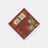 Vrolijke taferelen van Holly op rode achtergrond Servet (Hoek)