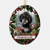 Vrolijke Teacup Phantom Poodle Christmas Keramisch Ornament (Rechts)