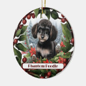 Vrolijke Teacup Phantom Poodle Christmas Keramisch Ornament (Links)