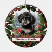 Vrolijke Teacup Phantom Poodle Christmas Keramisch Ornament (Achterkant)