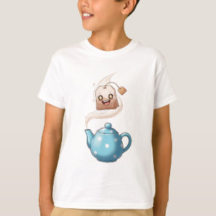 Vrolijke Theezakje en Stippen Theepot Kinderen T-shirt