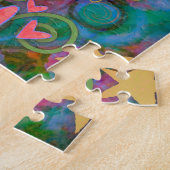 Vrolijke Trendy Harmony Hart Floral Inspirivity Legpuzzel (Zijkant)