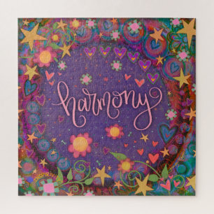 Vrolijke Trendy Harmony Hart Floral Inspirivity Legpuzzel