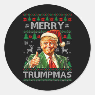 Vrolijke Trumpmas - Kerstman Donald Trump Ronde Sticker