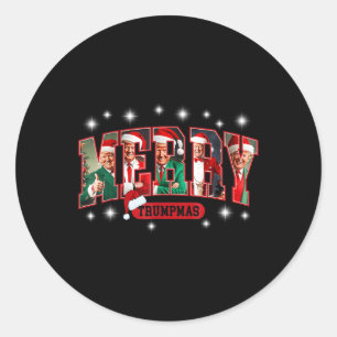 Vrolijke Trumpmas Santa Trump Grappige Kerstpyjama Ronde Sticker