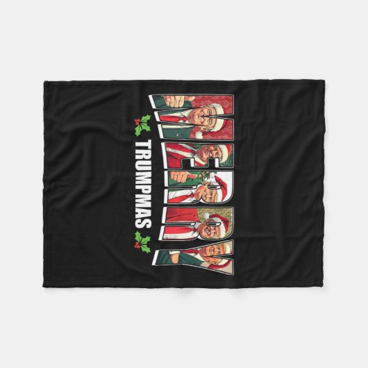 Vrolijke Trumpmas Santa Trump Kerstpyjama Grappig Fleece Deken (Voorkant (Horizontaal))