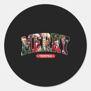 Vrolijke Trumpmas Santa Trump Kerstpyjama Grappig Ronde Sticker