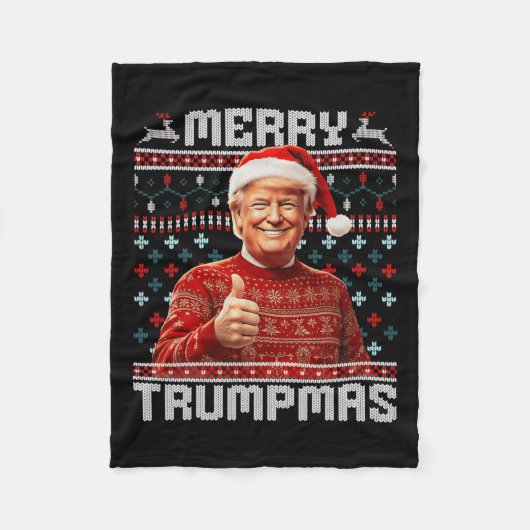 Vrolijke Trumpmas Santa Trump Kerstpyjama Lelijk Fleece Deken (Voorkant)