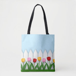 Vrolijke Tulp Bloementuin Aanpasbaar Tote Bag