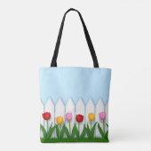 Vrolijke Tulp Bloementuin Aanpasbaar Tote Bag (Achterkant)