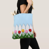 Vrolijke Tulp Bloementuin Aanpasbaar Tote Bag (Dichtbij)