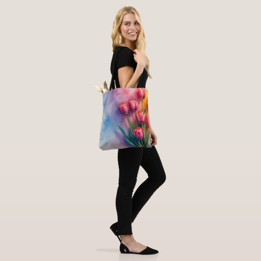 Vrolijke tulpen waterverf Tas (Op model)