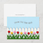 Vrolijke Tulpen & Witte Hek Custom Bedankkaart (Voorkant / Achterkant)