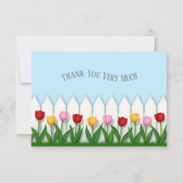 Vrolijke Tulpen & Witte Hek Custom Bedankkaart