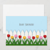 Vrolijke Tulpen & Witte Hek Custom Kaart (Voorkant / Achterkant)