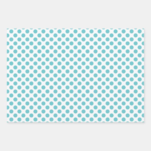 Vrolijke Turquoise Daisy Floral Stripes Polka Dot Inpakpapier Vel (Voorkant 3)