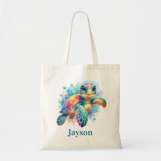 Vrolijke Turtle Waterverf - Kinder Oceanic Tote Bag