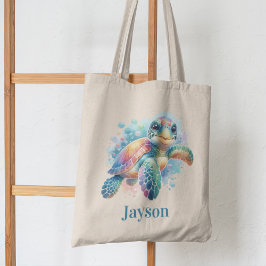 Vrolijke Turtle Waterverf - Kinder Oceanic Tote Bag