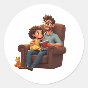 Vrolijke vaderdag ronde sticker