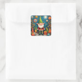 Vrolijke vakantie-elf vierkante sticker (Tas)