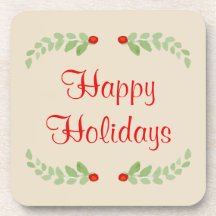 Vrolijke vakantie hulst coasters