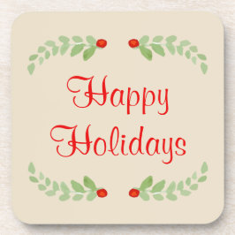 Vrolijke vakantie hulst coasters drankjes onderzetter