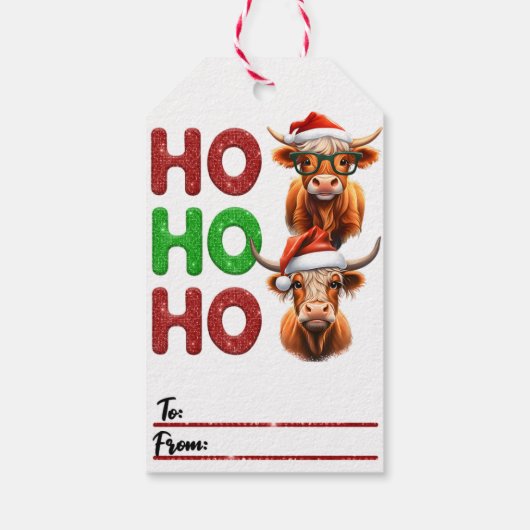 Vrolijke vakantie koe kerst labels cadeaulabel (Achterkant)