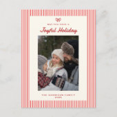 Vrolijke vakantie Red Bow One Family Foto Feestdagenkaart (Voorkant)