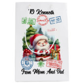 Vrolijke vakantie Sticker Santa Medium Cadeauzakje (Voorkant)