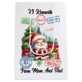 Vrolijke vakantie Sticker Santa Medium Cadeauzakje (Achterkant)