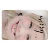 Vrolijke vakantiefoto Simple Christmas Script Zwar Magneet (Horizontaal)