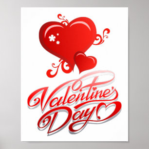 vrolijke valentijnsdag met rode harten poster