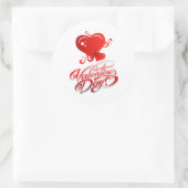 vrolijke valentijnsdag met rode harten ronde sticker (Tas)