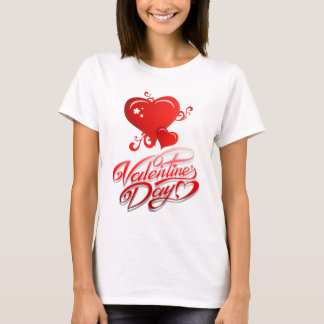 vrolijke valentijnsdag met rode harten t-shirt