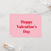 Vrolijke Valentijnsdag roze rode moderne typografi Kaart (Voorkant / Achterkant in situ)