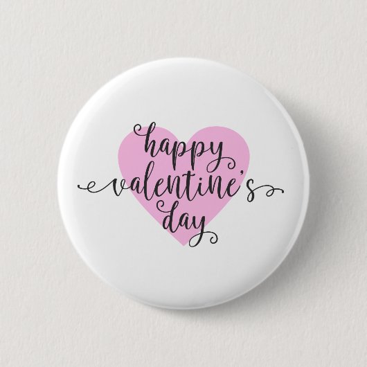Vrolijke Valentijnsdagkalligrafie | Pin-Button Ronde Button 5,7 Cm (Voorkant)