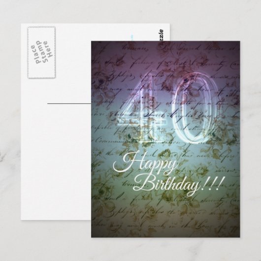Vrolijke verjaardag!!! 40e briefkaart (Voorkant / Achterkant)
