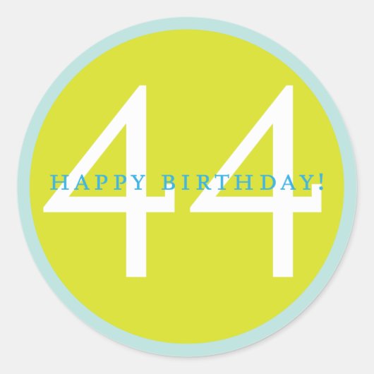 Vrolijke verjaardag, 44! ronde sticker (Voorkant)