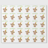 Vrolijke verjaardag! aap cadeaupapier (Vlak)