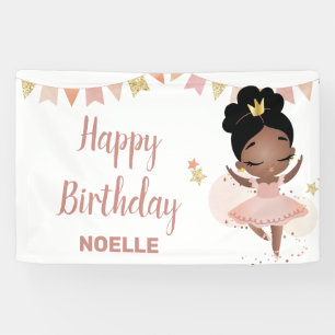 Vrolijke verjaardag! Black Princess Ballerina  Spandoek