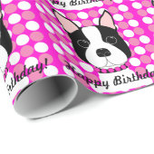 Vrolijke verjaardag! Boston Terrier Wrapping Paper Cadeaupapier (Rol Hoek)