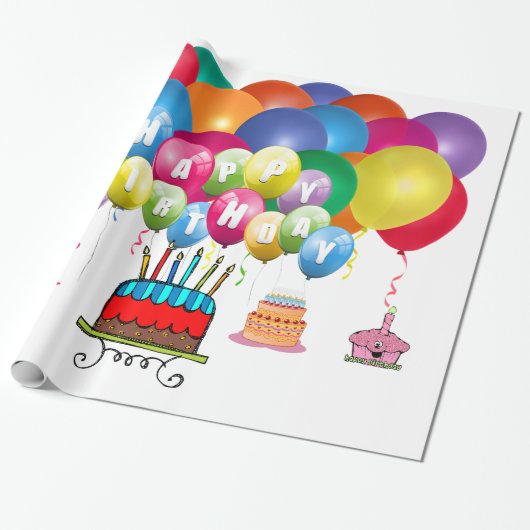 Vrolijke verjaardag! cadeaupapier (Uitgerold)