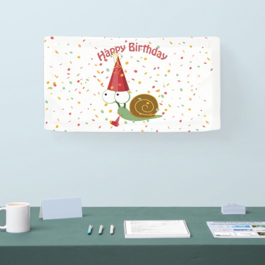 Vrolijke verjaardag! Confetti Slak Spandoek (Beurs)